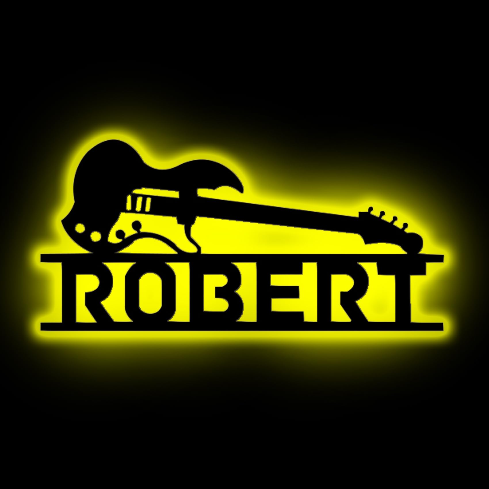 GGUIUIC Personalized Guitar Metal Wall Art Custom Guitar Name Sign with Led Lights Guitar Player Wall Sign Guitar Shape Neon Sign Rock and Roll Guitar Light up Sign,Guitar Metal Sign-2 — image 1