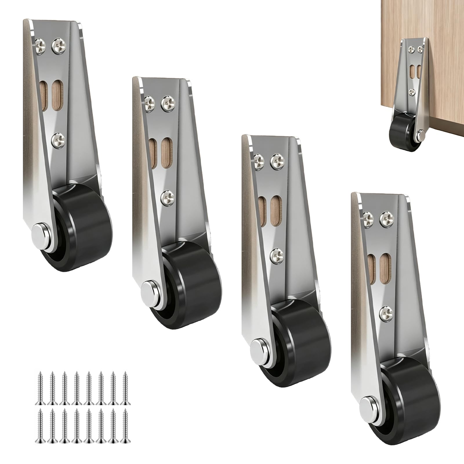 4pcs Gate Wheel, drooping gate support. Smooth & quiet. Wooden door screws.