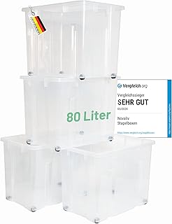 Sponsored You’re seeing this ad based on the product’s relevance to your search query.Learn more about this advertisement Novaliv 4 x XXL Storage Boxes without Lid Large 80 L Transparent Nestable Stackable Roll Boxes Plastic BPA-Free 59 x 39 x 44 cm