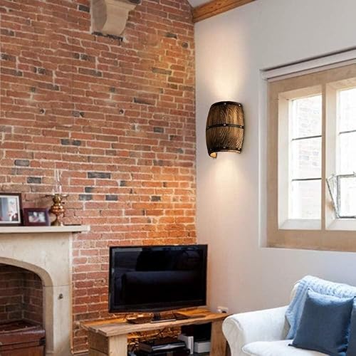 Miniatura 7 de Aplique de pared de barril de madera rústica, lámpara de pared industrial hacia arriba hacia abajo, vintage, granja, marrón, accesorios de pared de