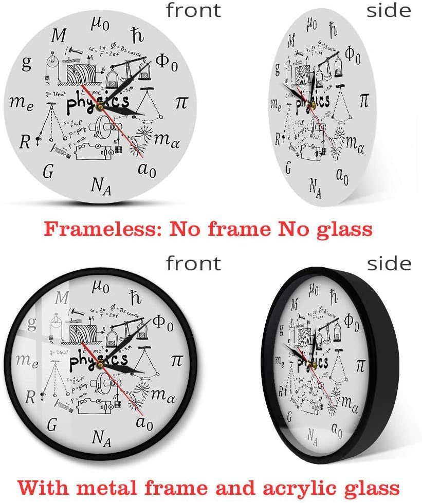 Science Art Physics Elements and Symbols Wall Clock Math Equations Wall Decor Silent Wall Clock Laboratory Sign Physicist Gift(No Frame)