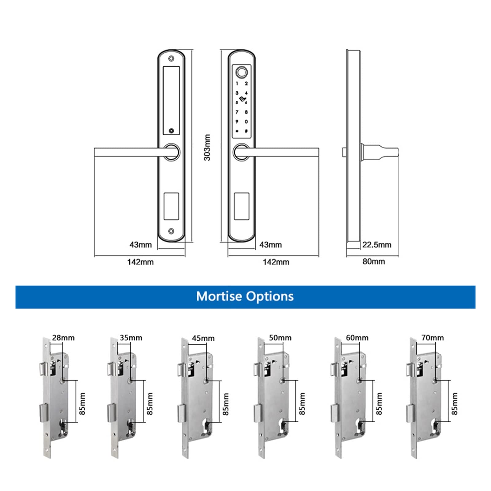 IP66 Inteligentny zamek ze stali nierdzewnej do aluminium patio przesuwny szklany zamek drzwi uchwyt aplikacji odciski palców elektroniczny zamek cyfrowy (kolor: czarny, zamek wpuszczany rozmiar: 22