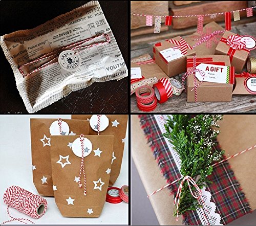 barbante de padeiros verde, branco e vermelho, barbante de algodão de Natal para jardinagem, decoraç