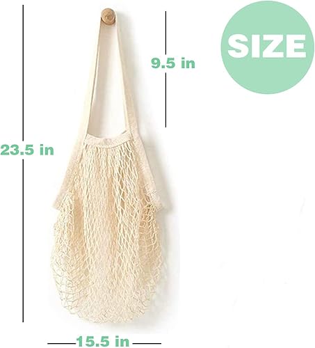 Miniatura 9 de YOYI YOYI Bolsas reutilizables de malla de algodón, bolsa de verduras portátil lavable, organizador de cadena de malla de algodón 100%, bolsa de