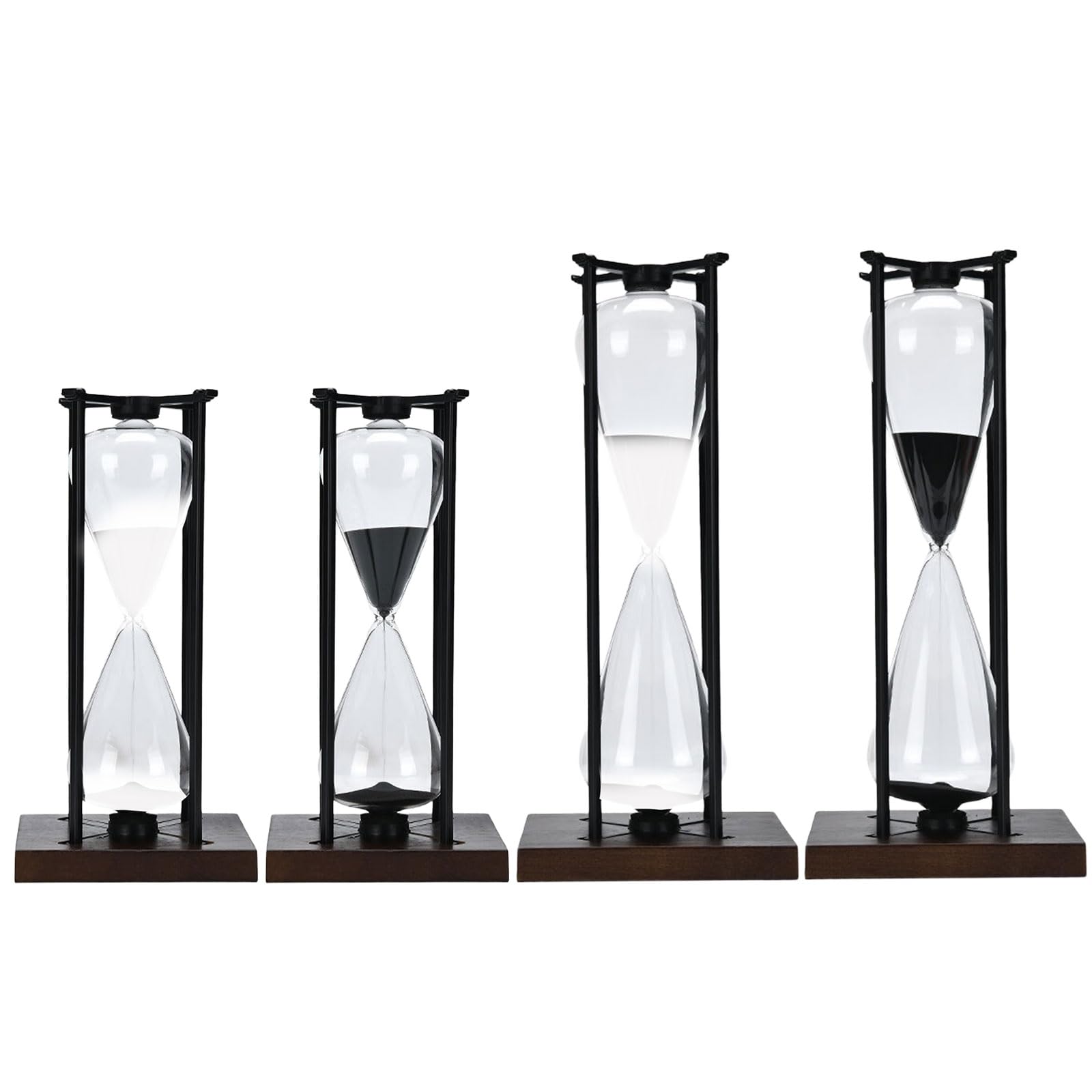 Großer Sanduhr Timer aus Eisen, effektive 30/60-Minuten Sanduhr mit Holzsockel für Meditationen und Konzentration, künstlerisches Schreibtischzubehör