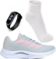 Tênis Feminino Academia Caminhada Corrida Leve Confortável VUKS + Relógio Digital e Meia Esportiva