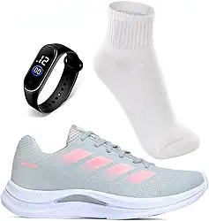 Tênis Feminino Academia Caminhada Corrida Leve Confortável VUKS + Relógio Digital e Meia Esportiva