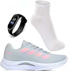 Tênis Feminino Academia Caminhada Corrida Leve Confortável VUKS + Relógio Digital e Meia Esportiva
