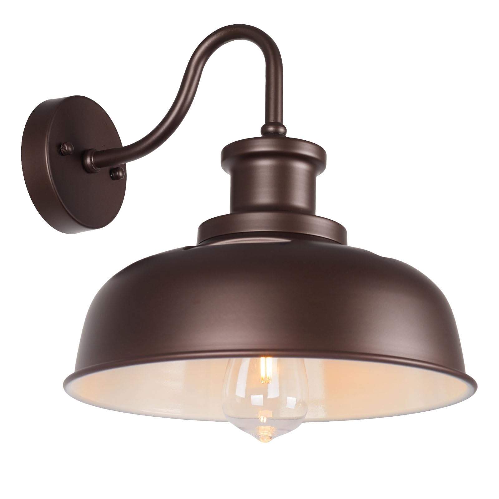 Photo 1 of Diyel Solar Barn Light for Outside, Outdoor Wall Lights Solar Powered, Farmhouse Exterior Wall Sconce, Industrial Outside Lighting Fixture, Rustic Bronze White Lantern for Barn Shed Coop Garage Patio