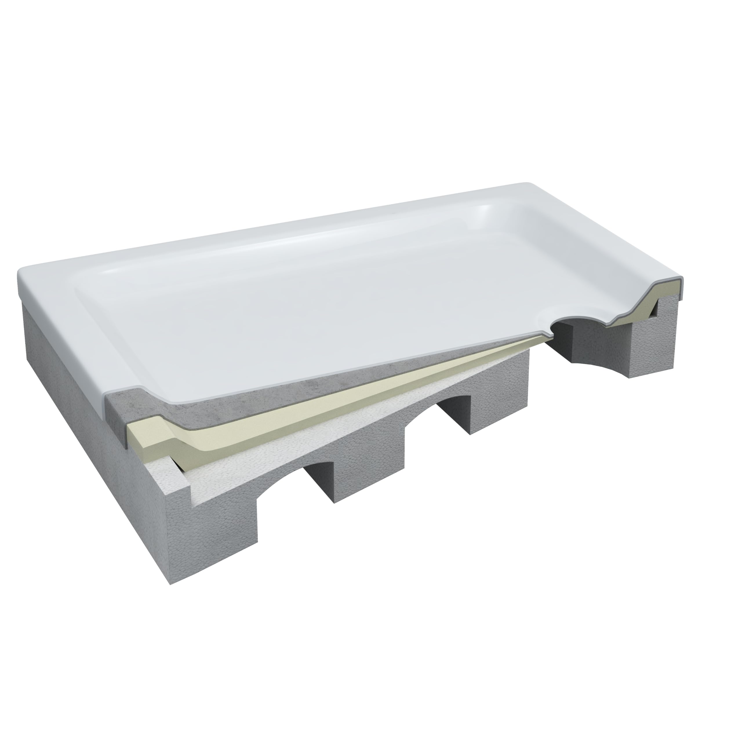 Sellon24® Plato de ducha con soporte, color blanco, estable, liso, soporte de poliestireno, EPS para cabina de ducha, acrílico, cuadrado, R55, se puede enlosar profundamente (80 x 80 x 41 cm)