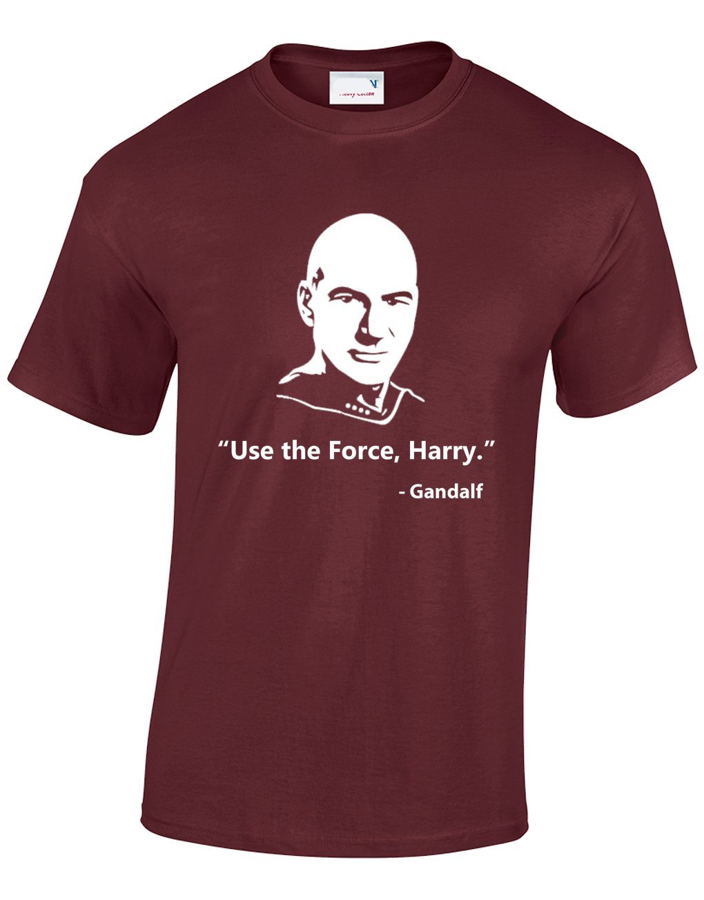 Crown Designs Use The Force Harry - Gandalf Sci-Fi Mashup Funny Cool for Men & Teenagers T-Shirts Tops - Maroon/Medium