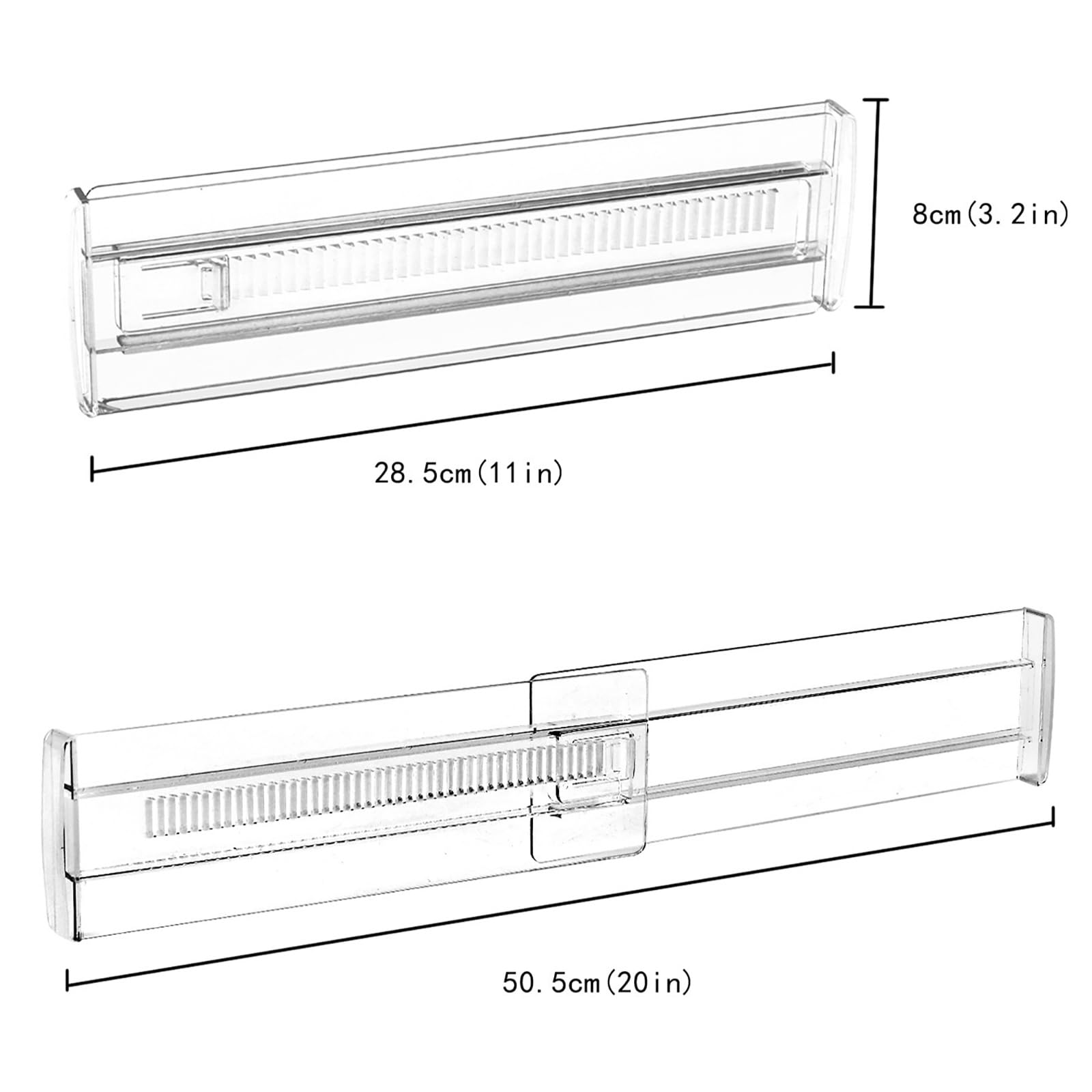 Regulowane przegrody do szuflad, 4-pak, 28,7-50,5 cm, 8,1 cm, wysoki organizer do szuflad kuchennych, plastikowe separatory do szuflad, sypialnia, przegroda, oszczędność miejsca, rozwiązanie