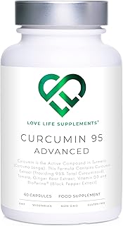 Curcumin 95 Advanced by LLS | High Strength Curcumin (the Active Component of Turmeric) with 95% Curcuminoids + BioPerine®, Vitamin D, Tomato and Ginger Root | 60 Capsules | Love Life Supplements - 'Clean, Effective, High Quality'