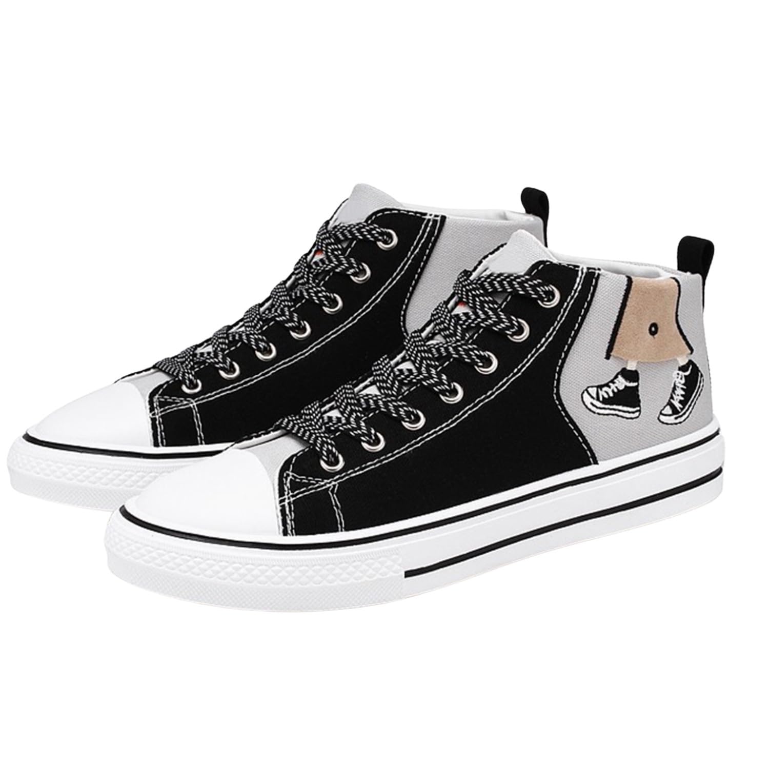 Neakser Mens Canvas Comfortable & Lightweight Lace-Up Sneaker (Black/Grey/White,8 UK) (BLGY130) (B0CX1YRV6B) Amazon Price History, Amazon Price Tracker