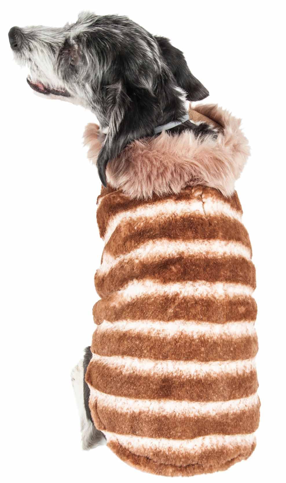 Pet Life Luxe Tira-Poochoo Tiramisù - Giacca per cani in visone, misura media, marrone