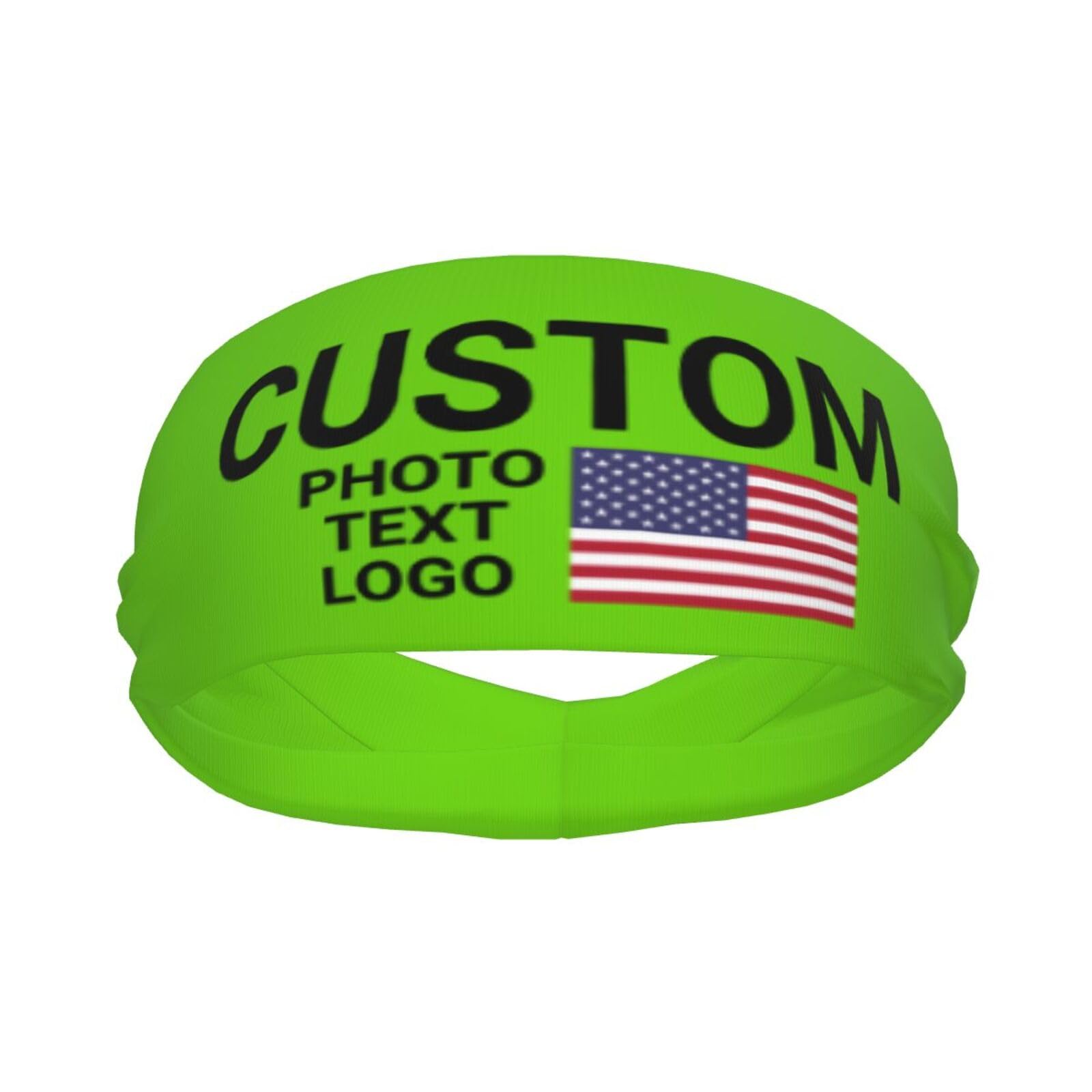 Custom Sports Headband Sweatband Bandana Add Your Photo Logo Text Number, Bulk Customized Unisex Sports Moisture Wicking Breathable Elastic