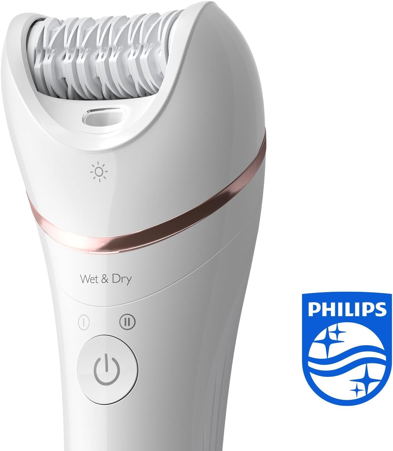 Philips Depilator z serii 8000, bezprzewodowy depilator na mokro i na sucho do nóg i ciała z 9 akcesoriami, golarką, trymerem, pilnikiem do pedicure i szczoteczką złuszczającą, model BRE740/10