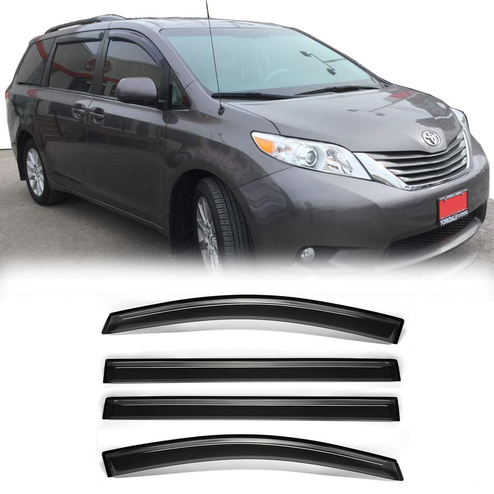 Photo 1 of Kucaruce 94365 Original Side Window Wind Deflector,4pcs Outside Mount Style Tape-On Nice Sun Rain Guards Set,Window Visor fit for 2011-2020 Toyota Sienna For 2011-2020 Sienna