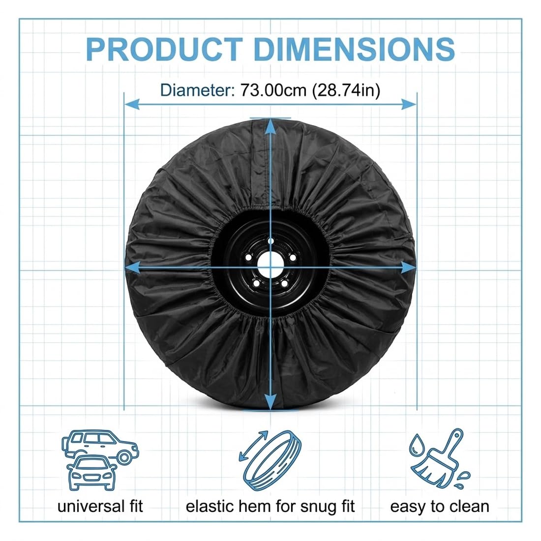 Copertura Universale per Ruota di Scorta Impermeabile Auto Protezione Decorativa Interna (Nero)