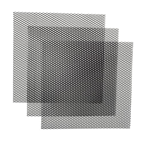 Image of AggAuto Universal 13 inchx13 inch Car Grill Mesh - Aluminum Alloy Automotive Grille Insert Bumper Rhombic Hole 6x12mm, 3Pcs One of the Most Multifunctional Shape Grids Black