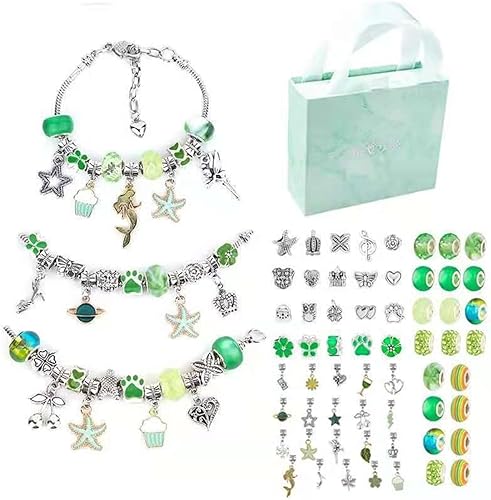Miniatura 1 de Kit de fabricación de pulseras con dijes para niñas, Leprsry Unicornio Sirena, juego de regalos de manualidades, kit de pulseras con dijes,