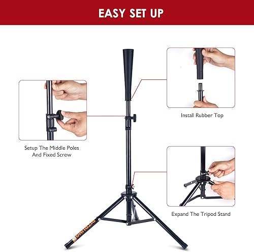 Miniatura 5 de Camiseta de béisbol y sóftbol para golpear T Tee Ball Set Stand Baseball Softbol Golpear Pitching Red de pantalla para niños, adolescentes, juego de