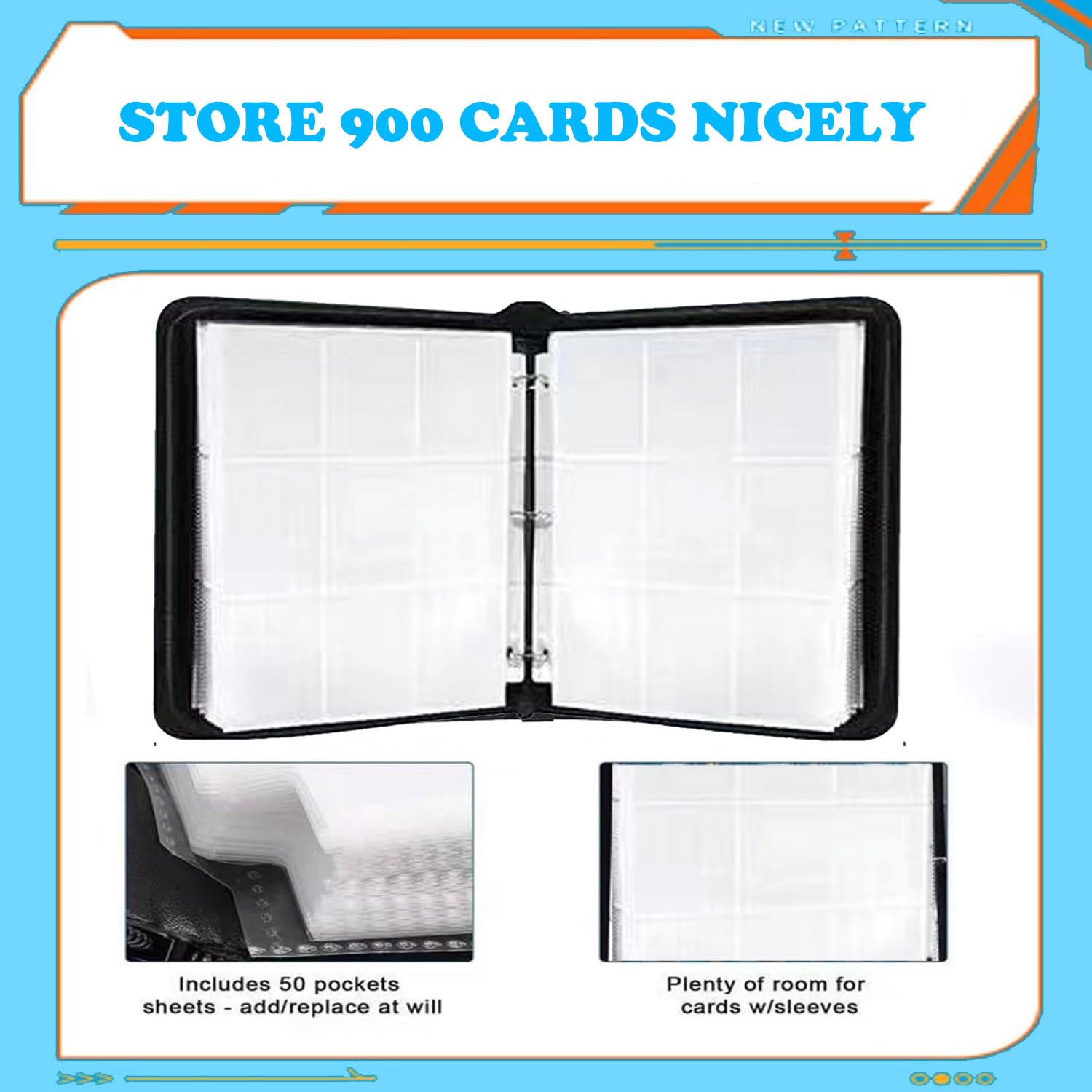 Trading Card Binder, Card Binder Storage 9 Pocket, 900 Pockets Card Holder Binder - Image 4