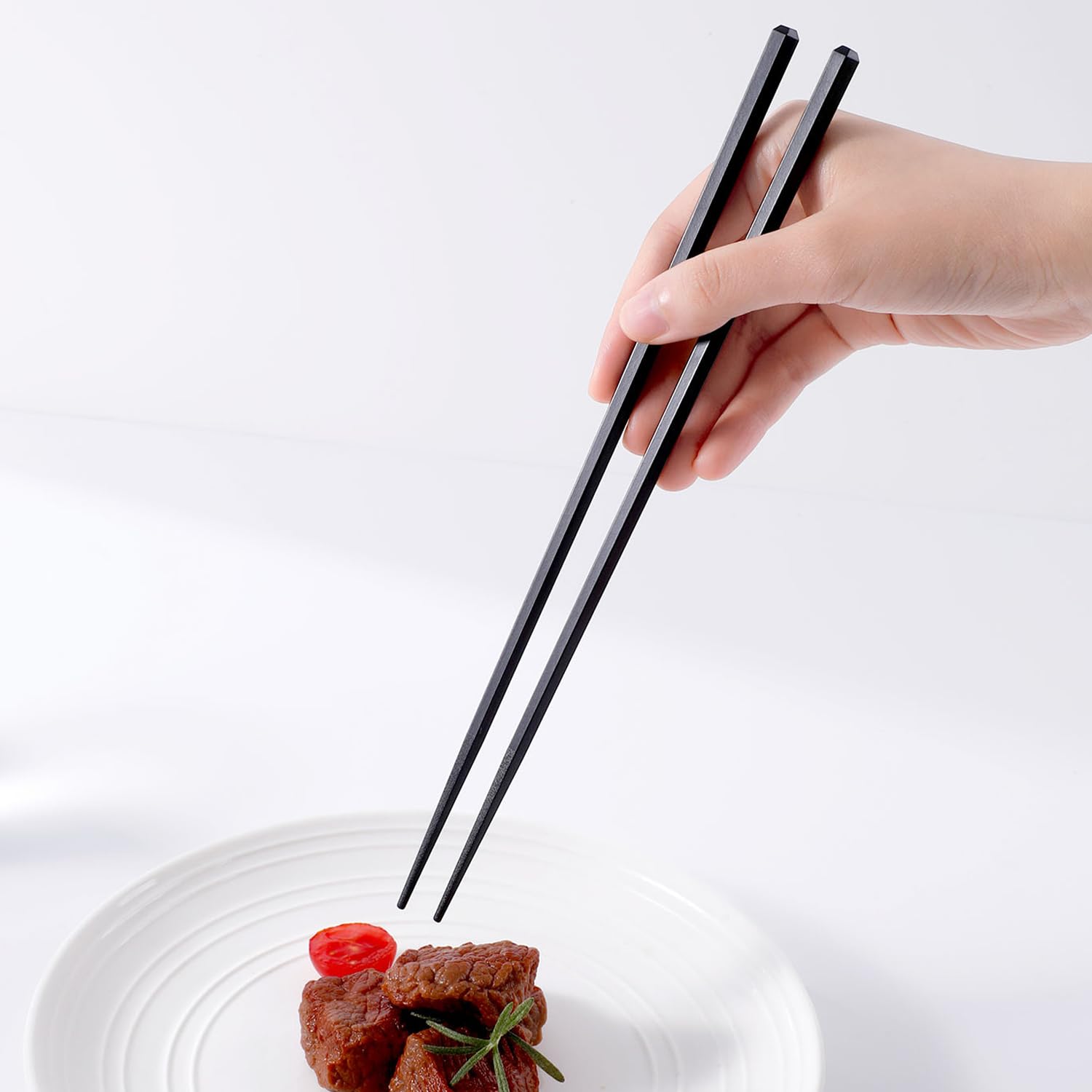 10 Pairs Reusable Fiberglass Chopsticks, Dishwasher Safe, 9.6 Inch, Premium Non-Slip, Chinese and Japanese Chopsticks, Black