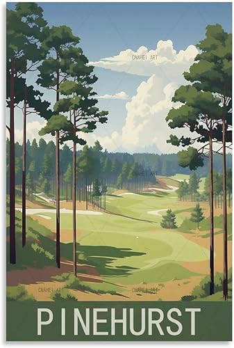 GuYaNa Pinehurst - Póster de viaje vintage de Carolina del Norte, 08 x 12 pulgadas (7.9 x 11.8 in), lienzo para decoración de pared, sala de estar,