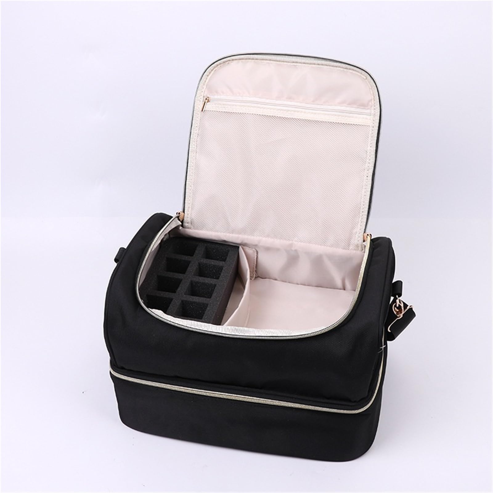 Lakiery Paznokci Przenośne Etui Na Lakier Do Paznokci, 2 Warstwy, Górna Przegródka Akcesoria Organizer Zaopatrzenie(Black)