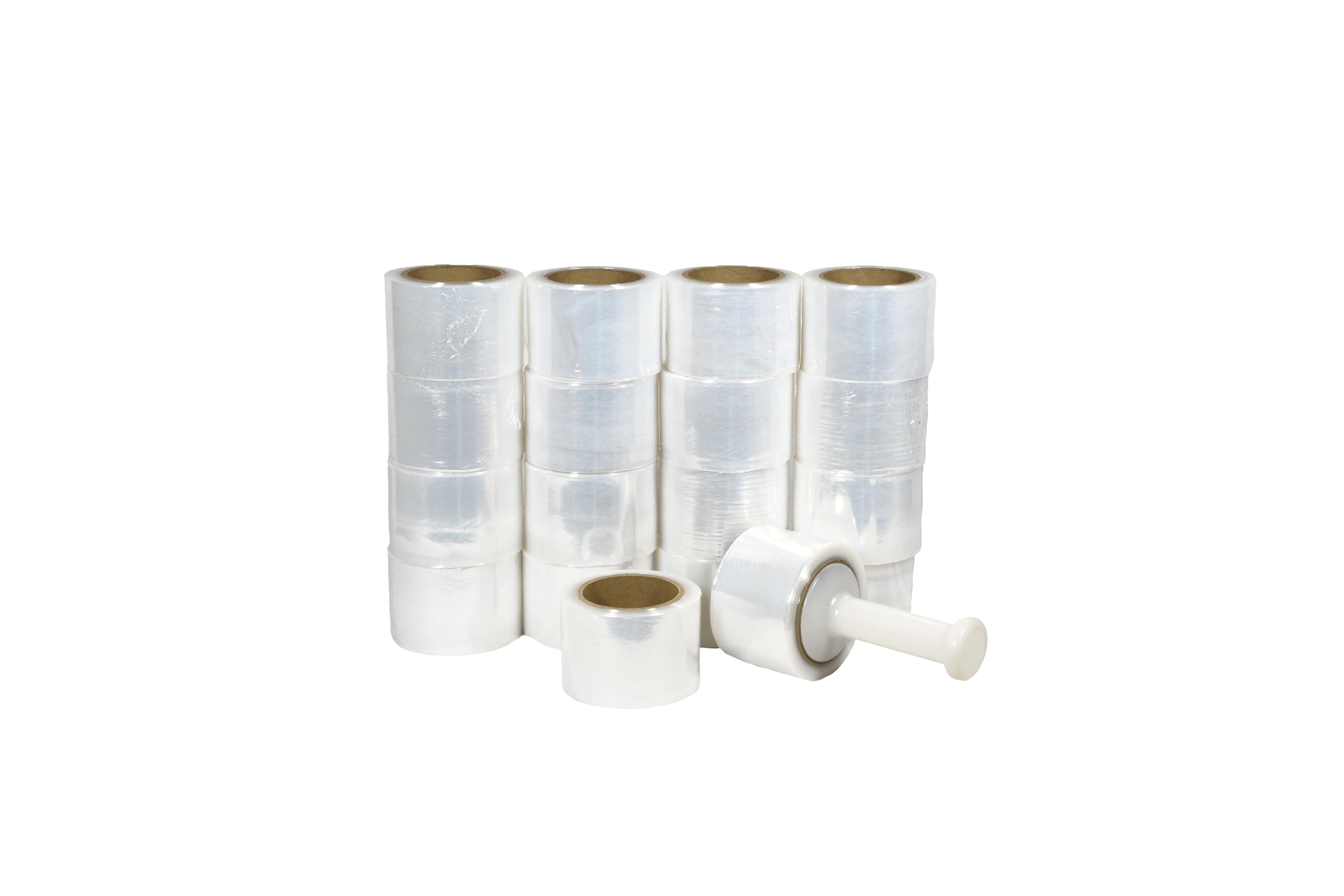 PSBM 36 Rolls 3 Inch x 1000 Feet 80 Gauge Mini Stretch Film/Wrap with Plastic Handle, Heavy Duty Industrial Strength Clear Shrink/Plastic Wrap for