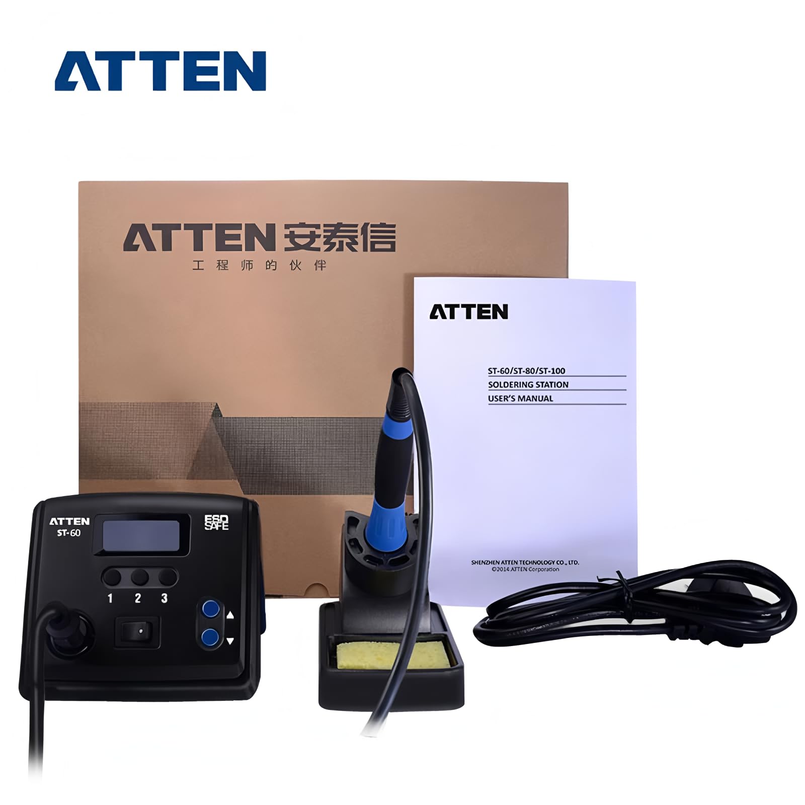 ATTEN ST-60 saldatore digitale intelligente da 60W con temperatura regolabile, ideale per la riparazione di schede madri di telefoni