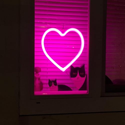 Miniatura 5 de 2 letreros de neón de corazón de San Valentín, funciona con pilas, luces LED de neón rosa, decoración de pared para dormitorio, cocina, puerta,