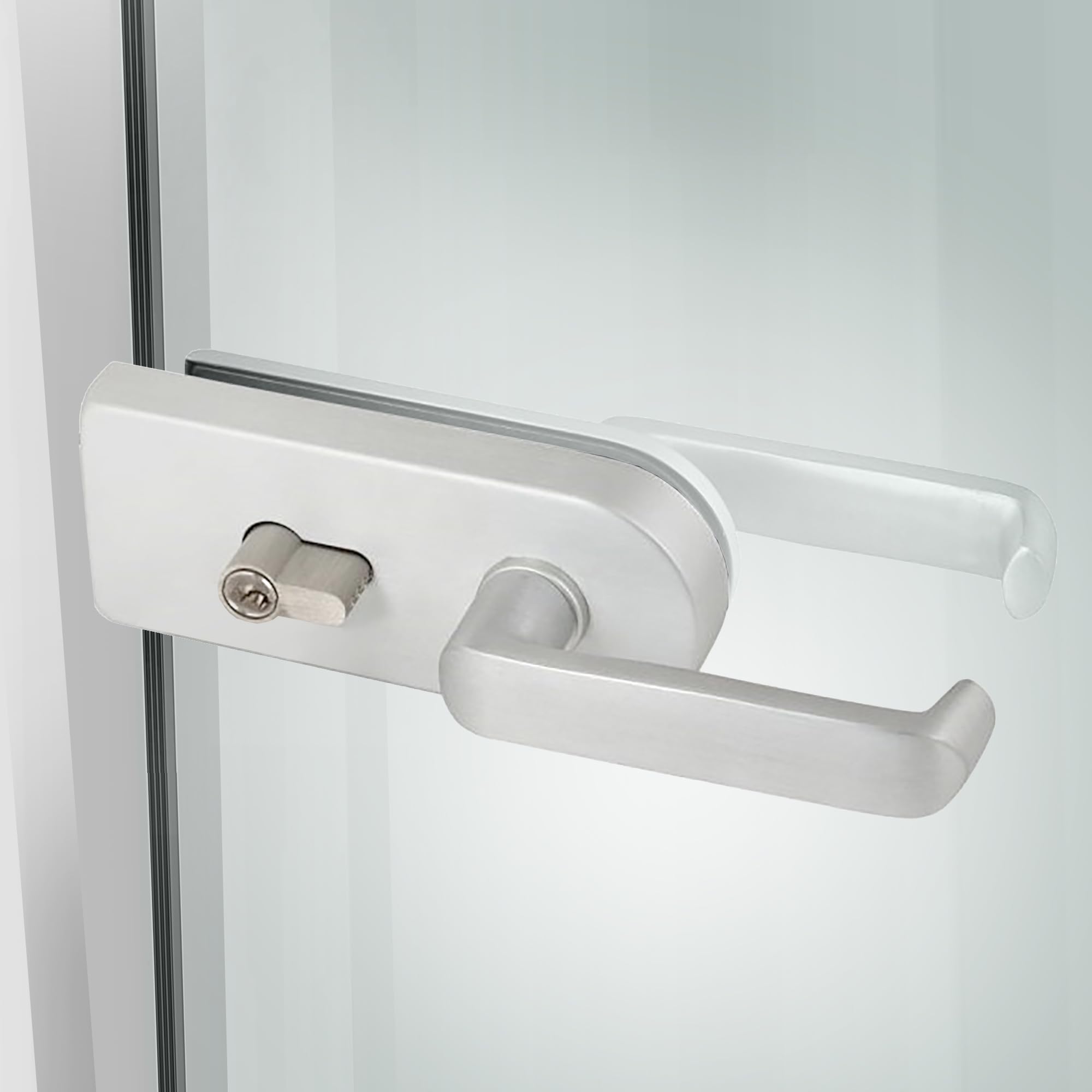 Porta interna in vetro con cerniera, modello albero, vetro di sicurezza trasparente da 8 mm, decorazione nera, cornice a L, adatta per apertura 80 x 198 cm