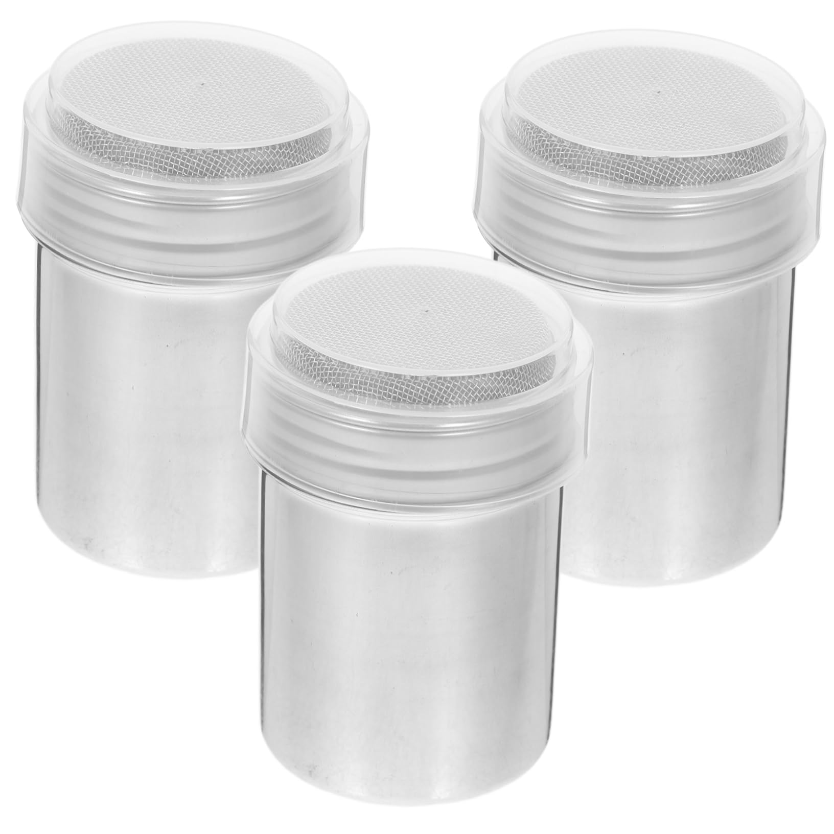 SOLUSTRE 3pcs Powdered Sugar Shaker Duster With Lid Flour Shaker For Frying Metal Sugar Powder Cocoa Portable Stainless Steel Chocolate Shaking Dispenser