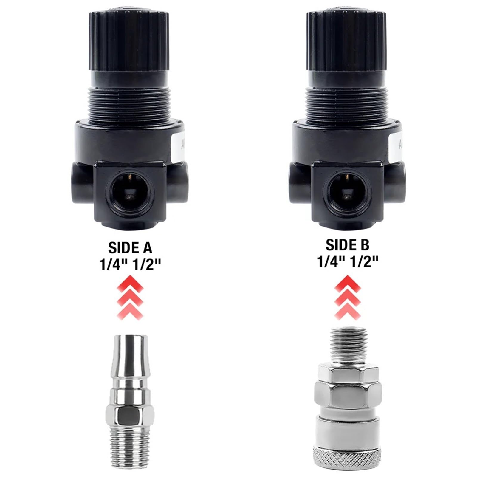 Regolatore di pressione AR2000 da 1 pezzo, regolazione di precisione 0-1 MPa con manometro, interfaccia JP con filettatura da 1/4", accessori for utensili pneumatici(SET-B)