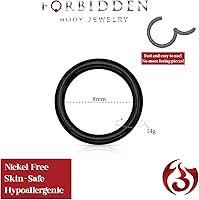 Vista 22 de Forbidden Body Jewelry - Piercing para la nariz de acero quirúrgico 316L con bisagra, 14G, 16G, 18G, diámetro de 15/64, 5/16, 25/64, 15/32 pulgadas