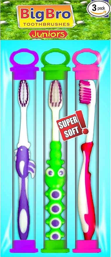 BigBro Kids Toothbrush Extra Soft Bristle with Cover Cartoon Shape Designer Fancy Super Saver Combo for Children For Boys and Girls (Ages 2+) (Set of 3) Multicolor