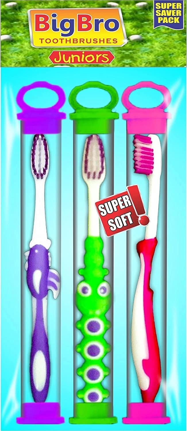 BigBro Kids Manual Toothbrush Extra Soft Bristle With Cover Cartoon Shape Designer Fancy Super Saver Combo For Children For Boys And Girls (Ages 2+) (Set Of 3) Multicolor-picture-27