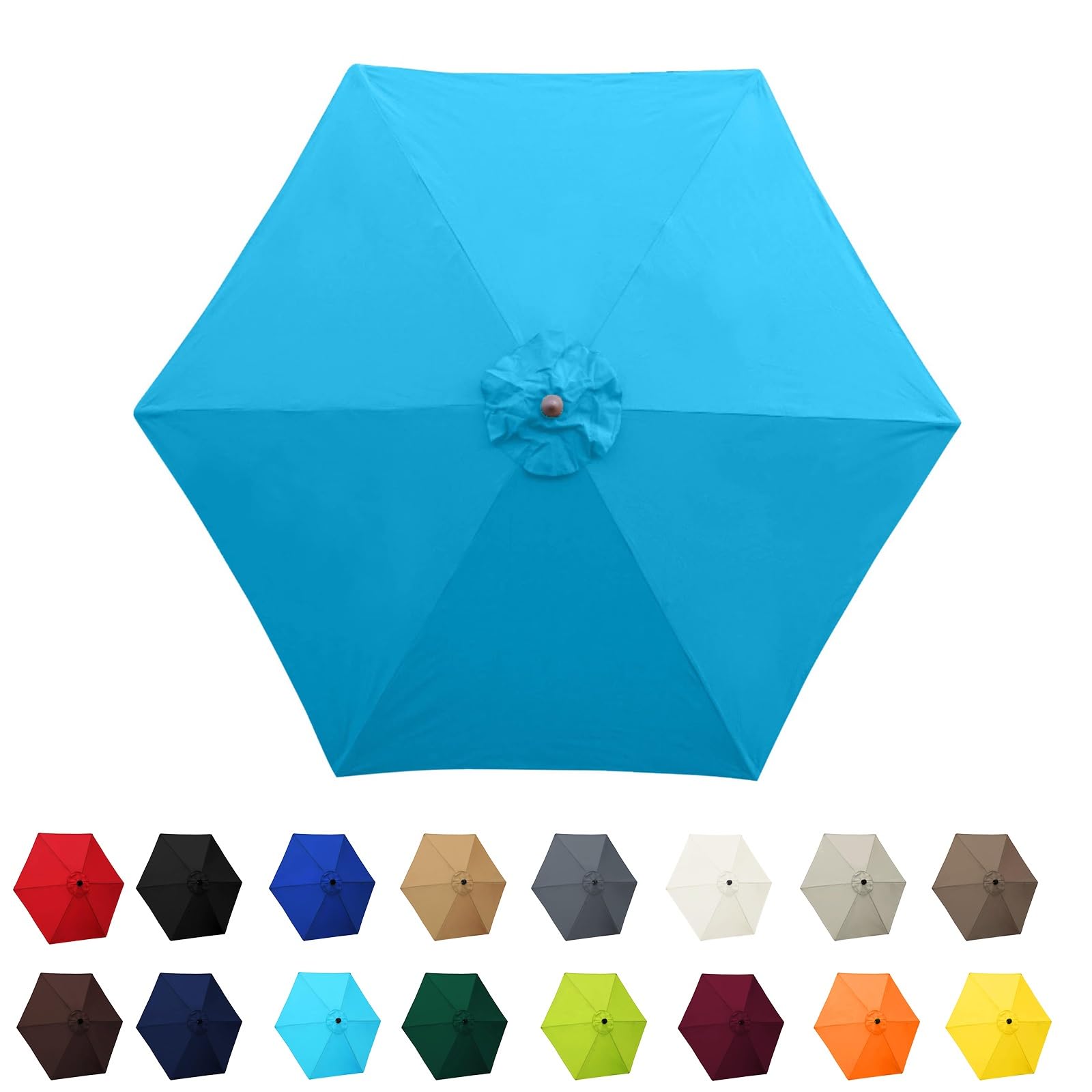 Garden Parasol Canopy Cover, 2m 2.30m 2.7m 3.0m Market Table Umbrella Canopy, patio umbrella replacement canopy,for Patio Market Table Umbrella Garden Parasol Canopy Cover(Lake blue,6ribs:2.7m/8.8ft)