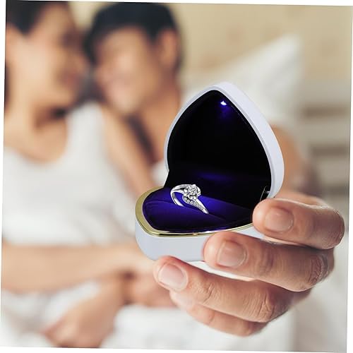 Miniatura 6 de HOOTNEE Contenedor negro para monedas, caja roja, caja de anillo iluminada, contenedores en forma de corazón, organizador de joyas, caja de