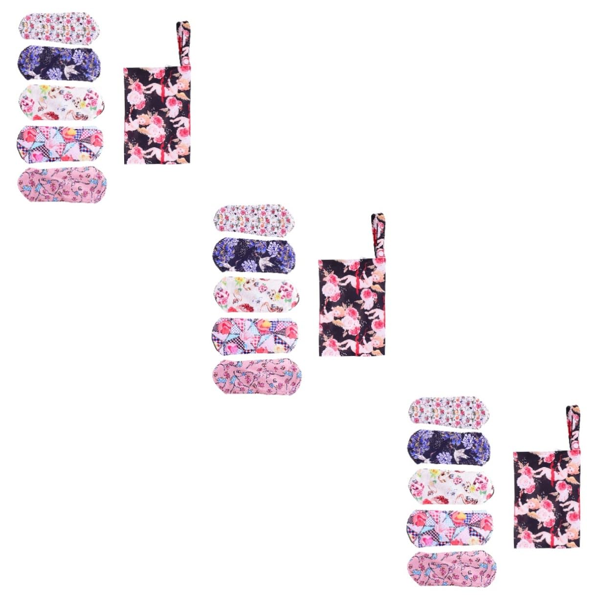 FRCOLOR 3 Juegos Toalla De Tía Lavable Toallas Sanitarias Reutilizables Almohadillas Lavables Para Mamá Bolsas Almacenaje Bolsas De Almacenamiento Compresa Menstrual De Tela 5 Piezas * 3