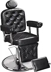 Cadeira de Barbeiro Dubai Premium Marri, Cadeira Giratória e Reclinável para Barbearia e Salão de Beleza, Design Ergonômico, Estrutura em Aço Reforçado, Estofado, Base em Metal - Preto (Marrom Croco)
