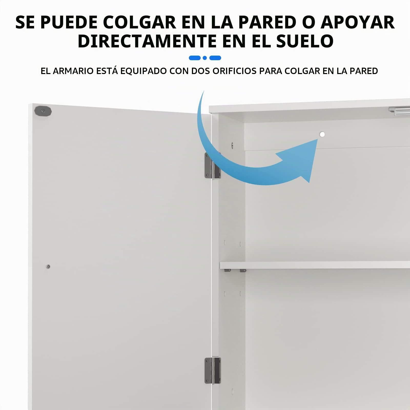Armario de baño montado en la pared, armario de pared con estantes ajustables para cocina, color blanco, 50 x 60 x 15 cm