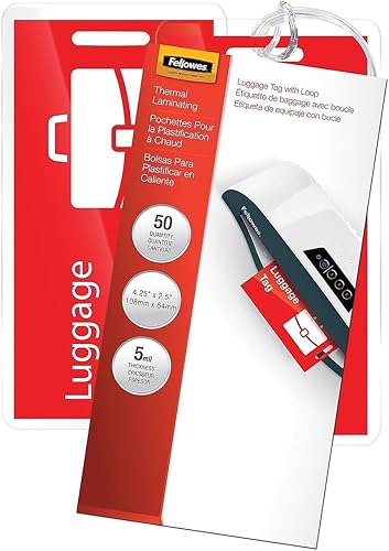 Miniatura 2 de Fellowes 52034 Bolsas de laminación, 5 mil, 4 1/4 x 2 1/2, tamaño de la etiqueta, 50/paquete