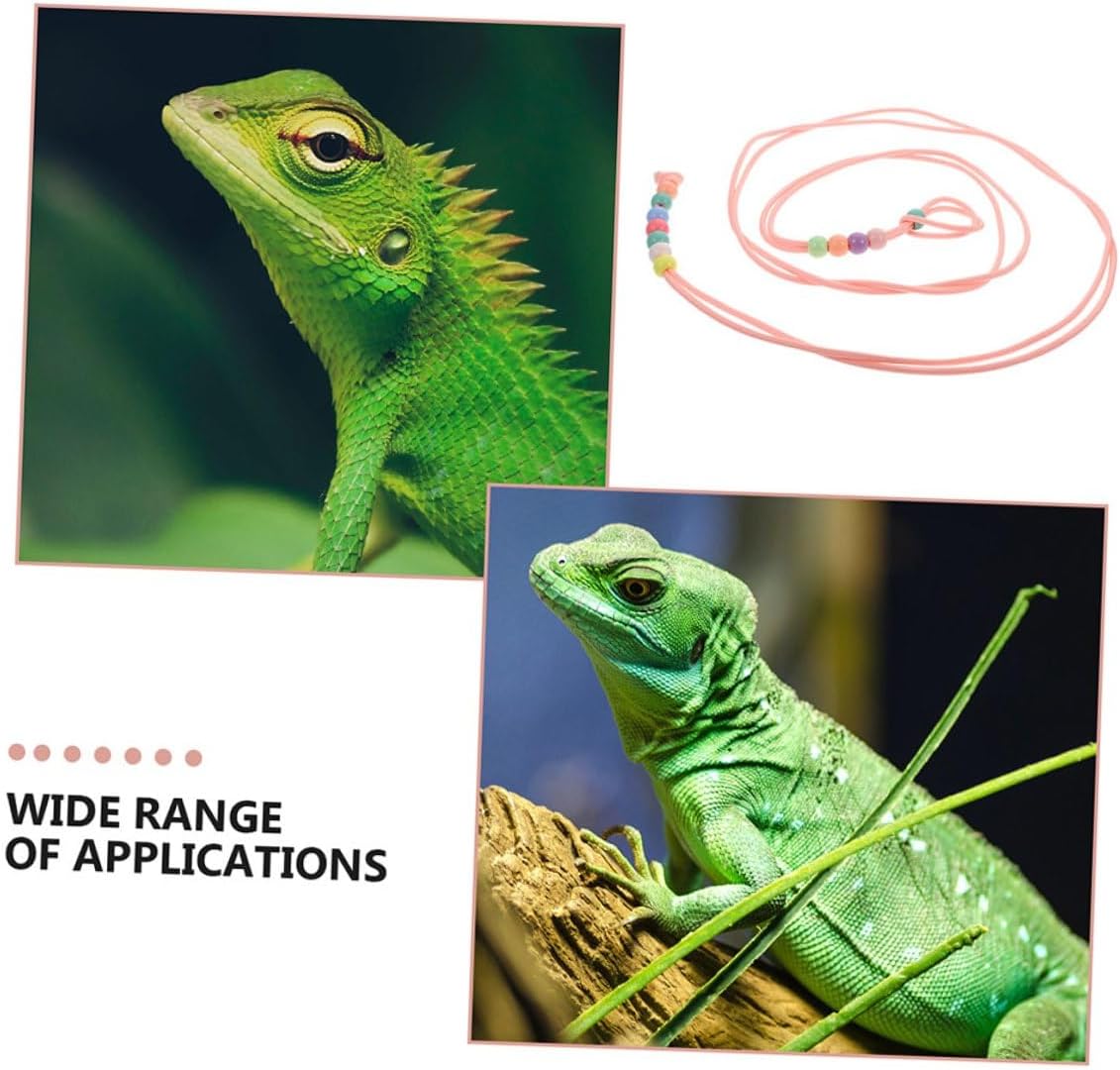 3pcs Adjustable Lizard Harness and Leash Set with Glow-in-the-Dark Rope for Bearded Dragons and Small Reptiles Outdoor Walking and Travel