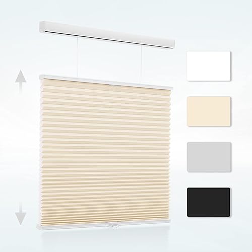 MYshade Top Down Bottom Up Shades Light Filtering Shades Cordless Blinds for Indoor Windows Honeycomb Cellular Sheer Window Blinds & Shades Easy to Install 26" W X 50" H (Beige)