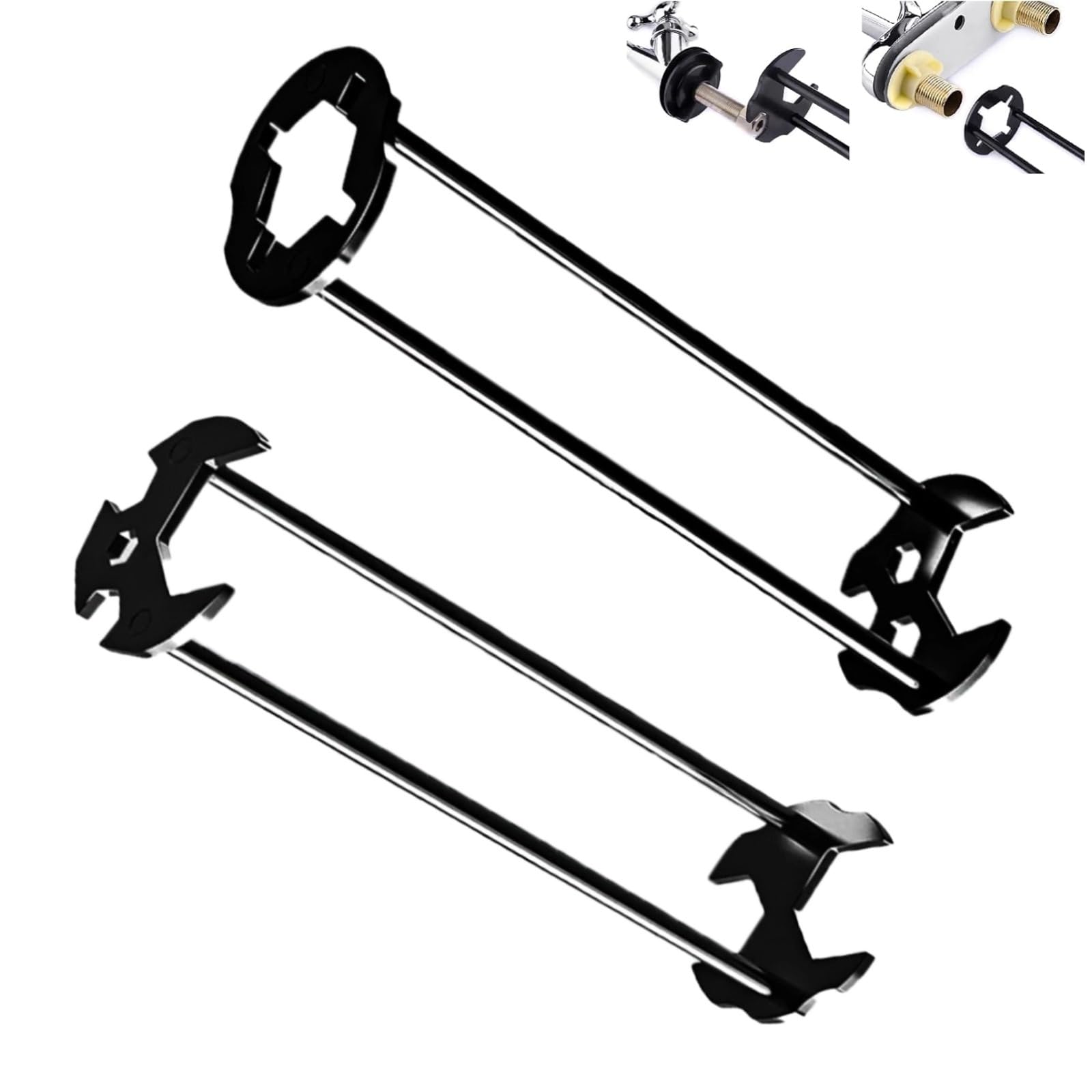 Multifunctional Sink Wrench, 2 PCS Universal Tap Spanner Tool 11 Sizes Four-jaw Hex Iron Robust Plumbing Faucet Plumbers Wrench for Under Basin Bathroom Tight Space