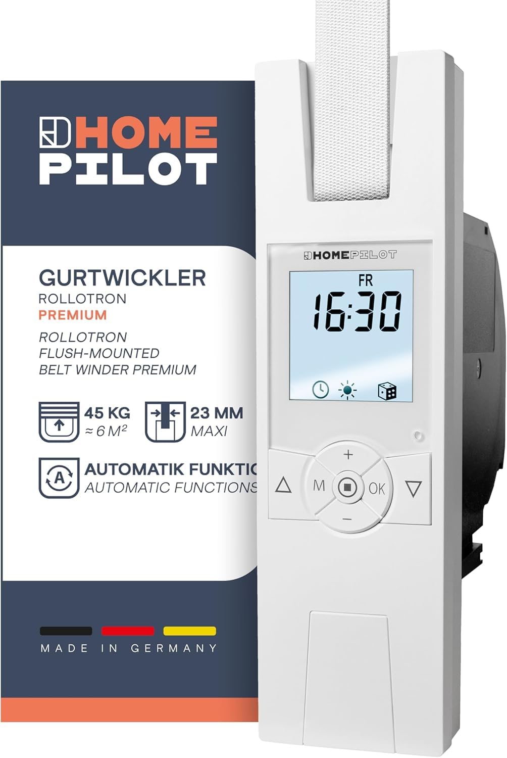 HOMEPILOT - Gurtwickler RolloTron premium & - Sonnensensor 0,75 Meter | Passend für RolloTron Gurtwickler und Zeitschaltuhren | Automatische, helligkeitsabhängige Rollladensteuerung