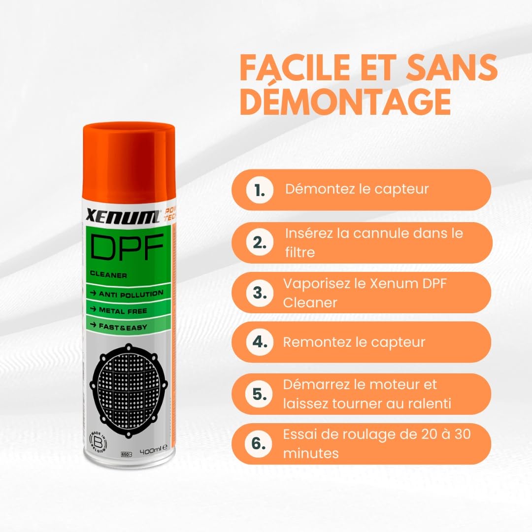 DUO Pack - Xenum DPF Cleaner - 2 x 400ml - Nettoyage efficace pour filtre à particules diesel (FAP) sans démontage + gants et canules - Prolonge la durée de vie et prévient les pertes de puissance